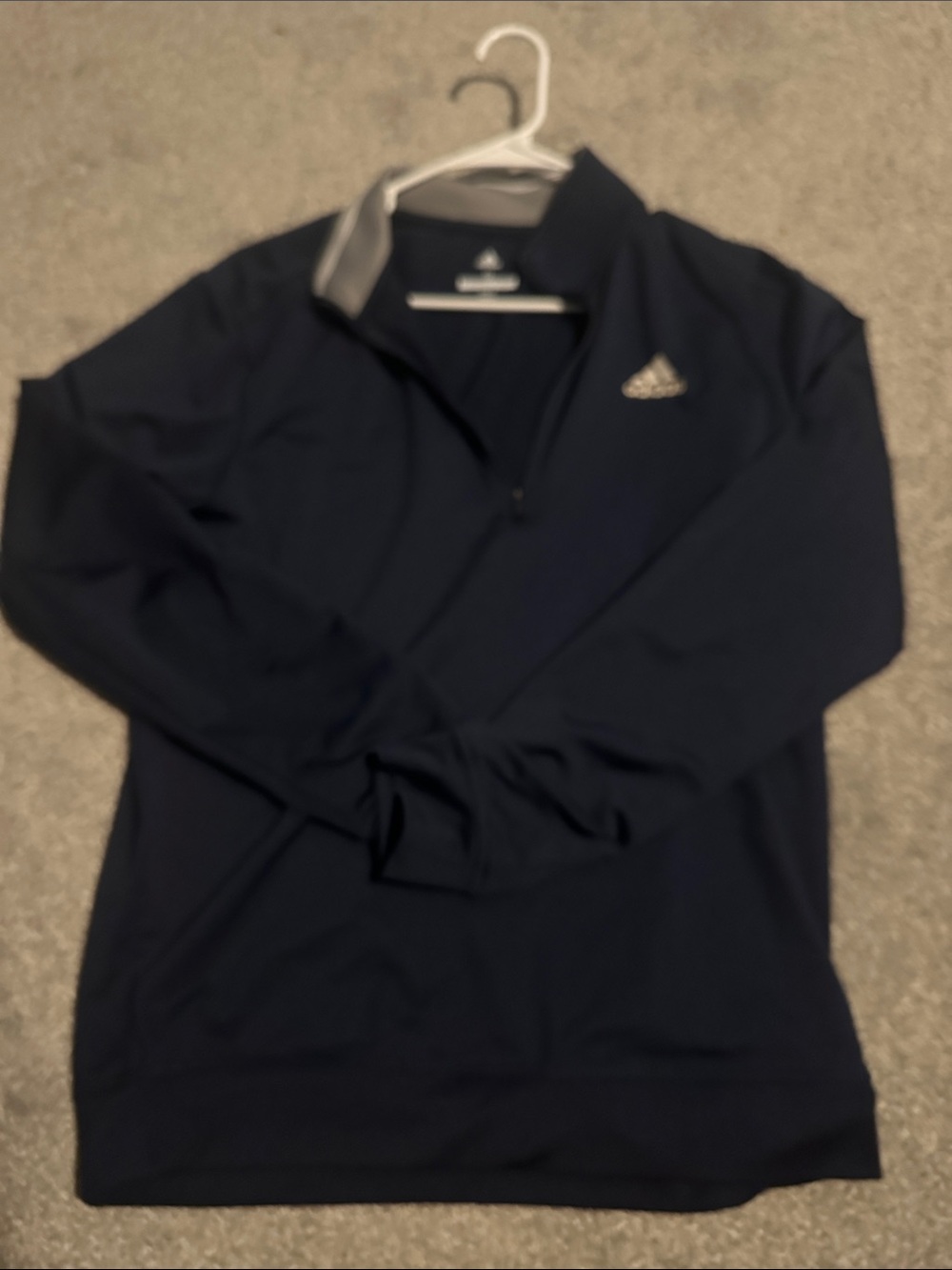 adidas Men’s Navy Quarter-Zip Pullover with Contrast Collar